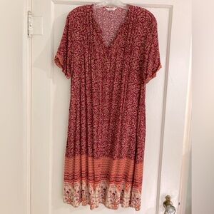 Yozly Red and Orange Floral Dress L